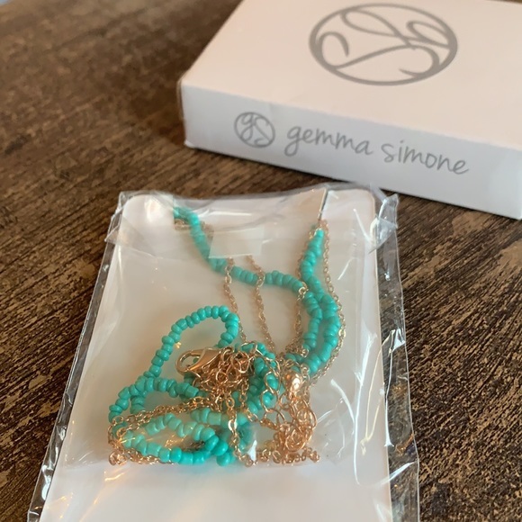 Gemma Simone Layered Aqua Beaded Necklace - Picture 4 of 4